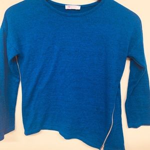 I Heart Pinc Blue Asymmetric L/S Top.  Size L.